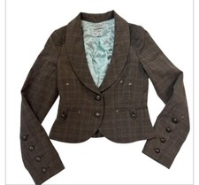 Jaqueta blazer GUESS Collection S/PBrown xadrez elegante sobreposição em camadas forrada* comprar usado  Enviando para Brazil