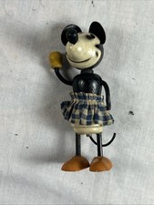 BRINQUEDO DE MADEIRA ANTIGO 4" OLHOS DE TORTA MINNIE MOUSE com saia xadrez e juntas giratórias comprar usado  Enviando para Brazil