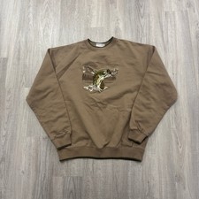 Moletom vintage pesca robalo masculino grande marrom gola redonda anos 90 peixe ao ar livre , usado comprar usado  Enviando para Brazil