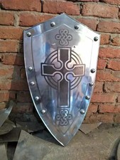 Escudo de metal medieval cavaleiro templário cruzado amor pronto para batalha Larp 24"" comprar usado  Enviando para Brazil