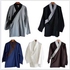 Blusa masculina étnica manga longa kung fu blusa transversal frontal gola V comprar usado  Enviando para Brazil