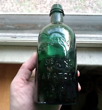 WASHINGTON SPRING SARATOGA,NY ESCASSO 1860s GARRAFA DE ÁGUA MINERAL PINTA VERDE BRILHANTE comprar usado  Enviando para Brazil