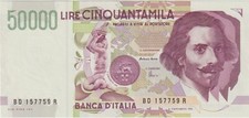 Banconota cinquantamila lire usato  Zungoli