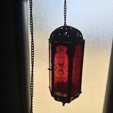 Suporte de vela estilo marroquino para lanterna/lâmpada de vidro vermelho pendurado comprar usado  Enviando para Brazil