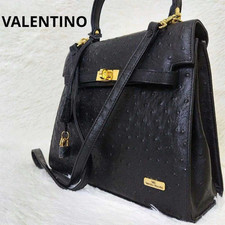 Bolsa de ombro Valentino avestruz Kelly preta casual feminina usada do Japão comprar usado  Enviando para Brazil