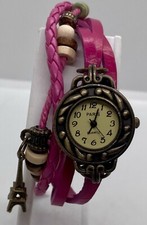 NOVO PARIS Relógio Feminino Torre Eiffel Charme Encaixe Encaixe 7”-7.5” Pulsos Rosa Frisado, usado comprar usado  Enviando para Brazil