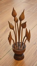 Escultura MCM Boho esculpida à mão em madeira floral arranjo de flores comprar usado  Enviando para Brazil