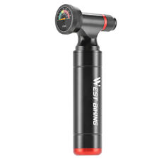 Usado, WEST BIKING Aluminum CNC Fahrrad Pumpe CO2 Inflator Fahrradpumpe Pumpe Manometer comprar usado  Enviando para Brazil