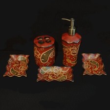 Paquete de accesorios de baño Borgoña jabonera soporte cepillo de dientes dispensador de jabón segunda mano  Embacar hacia Mexico