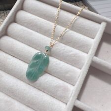 Lindo Colar Pingente Folha de Jade Azul Gelo Birmânia Natural Grau A comprar usado  Enviando para Brazil