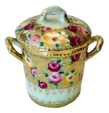 Recipiente de leite condensado Atq Royal Nippon pintado à mão porcelana ouro pesado/rosa comprar usado  Enviando para Brazil