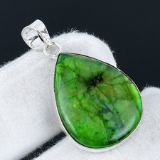 Pingente feito à mão folheado a prata 925 verde labradorita de 1,4" comprar usado  Enviando para Brazil