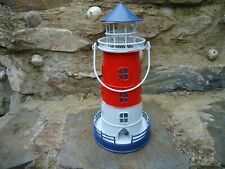 Farol de metal vermelho azul e branco com suporte Tealight - Marítimo Náutico comprar usado  Enviando para Brazil