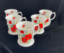 Five poppy mugs for sale  ROSS-ON-WYE