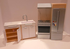 Conjunto de cozinha arco-íris alto casa de bonecas pia balcão armário fogão e geladeira comprar usado  Enviando para Brazil