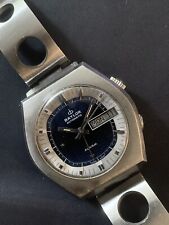 Baylor By HEUER Raro ALARME DE CRÍQUETE Estilo Compressor Mostrador Azul + Pulseira de Corrida comprar usado  Enviando para Brazil
