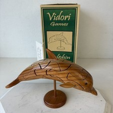 Golfinho de madeira vintage - Escultura/suporte para quebra-cabeça 3D caixa Vidori comprar usado  Enviando para Brazil