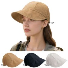 Usado, Chapéu viseira solar feminino casual grande aba larga proteção UV verão praia boné de viagem comprar usado  Enviando para Brazil
