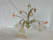 Candelabro vintage de ferro forjado pintado à mão 3 luzes flores rosas Toscana comprar usado  Enviando para Brazil