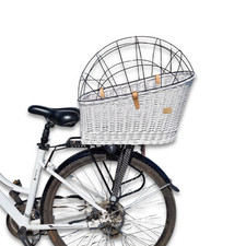 Wiklinowy kosz na rower na bagażnik dla psa Transporter na bagażnik biały XL na sprzedaż  PL