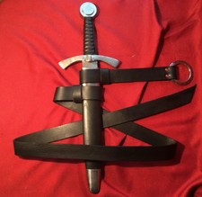 CINTO DE ESPADA anel medieval largo 1,5" preto ou marrom SCA justo pirata Rennie comprar usado  Enviando para Brazil