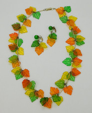 Antigo Conjunto de Colar e Brincos Cha Cha Folha Plástica Outono/Outono Colorido Hong Kong comprar usado Antigo Conjunto de Colar e Brincos Cha Cha Folha Plástica Outono/Outono Colorido Hong Kong comprar usado  Enviando para Brazil