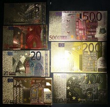 EURO ZESTAW 7 SZT GRUBA FOLIA METALIZOWANA, EFEKT HOLOGRAMU, KOPIE NIE PRAWDZIWE PIENIĄDZE na sprzedaż  PL