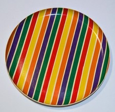 Usado, Bandeja de servir listrada colorida brilhante redonda vintage 14" comprar usado  Enviando para Brazil