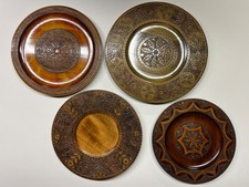 Lote de 4 placas de polimento vintage esculpidas à mão de madeira, usado comprar usado  Enviando para Brazil