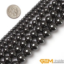 Pedra natural preta hematita pedra preciosa espaçadora redonda contas soltas 15" 6mm 8mm 10mm comprar usado  Enviando para Brazil