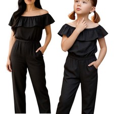 Macacão Social Academy preto infantil tamanho GG 14 bolsos com babados no ombro, usado comprar usado  Enviando para Brazil