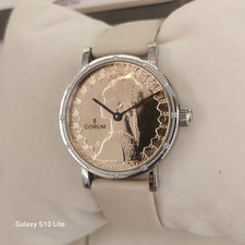 Relógio Corum usado aço 18 quilates ouro quartzo moeda 32 X 7 mm mostrador rosa ref 04.0 comprar usado  Enviando para Brazil