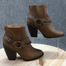 Botas Candies femininas 8,5 M tornozelo salto marrom couro sintético zíper traseiro comprar usado  Enviando para Brazil