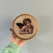 Decoração de Natal vintage inspirada em ouro querubim anjo biscoito lata Y2K comprar usado  Enviando para Brazil