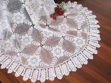 Fio Fino Estilo Vintage Mão Crochê 100% Algodão Pano De Mesa-Redonda Branca Xl Novo comprar usado  Enviando para Brazil