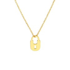 Pingente de cadeado Love Lock colar ouro maciço 14K ajustável corrente de corda torcida, usado comprar usado  Enviando para Brazil