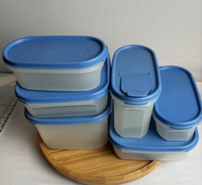 12 peças TUPPERWARE Modular Mates conjunto azul 6 recipientes 6 tampas kit inicial e etiqueta comprar usado  Enviando para Brazil