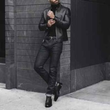 Jaqueta de couro masculina motociclista genuína cafe racer elegante jaqueta de motocicleta para homens comprar usado  Enviando para Brazil
