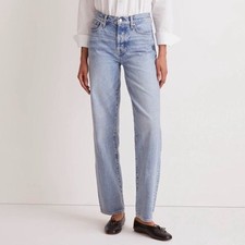 Calça jeans reta Madewell feminina pequena pulada baixa tamanho 31 azul lavagem clara nova sem etiquetas comprar usado  Enviando para Brazil