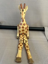 Estatueta de madeira esculpida à mão articulada girafa prateleira sitter corpo 7" + pernas 5", usado comprar usado  Enviando para Brazil