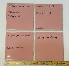 4 azulejos cerâmicos rosa Corallin: por Wenczel Co. Usado; todos não limpos e precisam de trabalho comprar usado  Enviando para Brazil