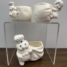 Antigo Pillsbury Doughboy Poppin Fresh 1988 Suporte para Almofada de Limpeza e Conjunto de Creme de Açúcar, usado comprar usado  Enviando para Brazil