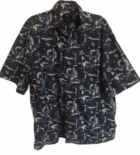 Camisa masculina tropical azul Newport tamanho XL manga curta palmeiras algodão com botões comprar usado  Enviando para Brazil