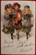 Cartolina bambine pattinaggio usato  Pistoia