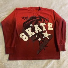 Camisa de skate masculina pequena vermelha gráfica treino streetwear manga longa leve camiseta comprar usado  Enviando para Brazil