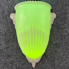 Usado, Vaso de bolso de parede vintage década de 1930 vidro rosa Aladdin Alacite verde brilhante 8” comprar usado  Enviando para Brazil