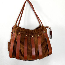 Bolsa de mão Frye camurça/couro conhaque ombro hobo macio vintage country rústico-chique comprar usado  Enviando para Brazil