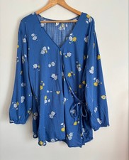 Blusa Old Navy Feminina 3X Azul Floral Envoltório Top Carreira Feminina Pradaria Camponesa comprar usado  Enviando para Brazil