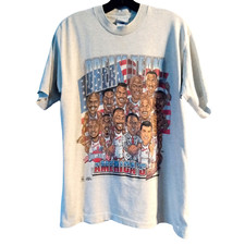 Camiseta cinza jogador profissional masculina NBA Dream Team Basketball Olympics 1992 tamanho XL 18/20 comprar usado  Enviando para Brazil