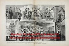 Operações de troca telefônica feminina enorme, duplo fólio impressão antiga da década de 1880 comprar usado  Enviando para Brazil